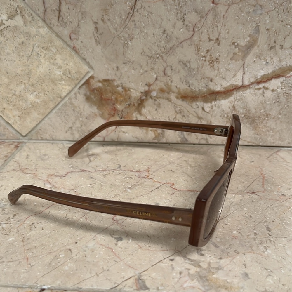 RARE Celine geometric sunglasses tan with gold logo - Picture 3 of 8